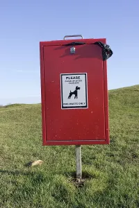 Faeces: Dog waste bin on Cleeve Common, UK