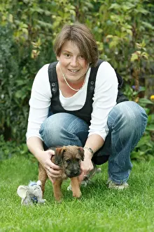 Westfalia: Dog - Westfalia / Westfalen Terrier - owner holding