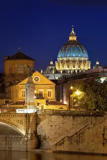 Peter: Dome of St. Peter's Basilica at night. Designed