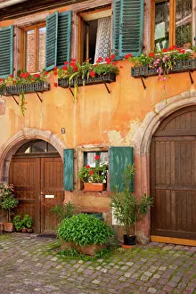 Shutter: Front doors to home in Riquewihr, along