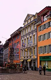 Lucerne: Downtown city scene of Lucerne Switzerland
