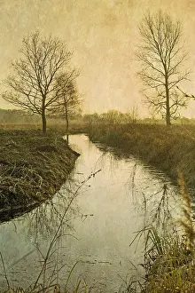 Broads: Drainage Dyke on Grazing Marsh - Textured Image - Norfolk UK