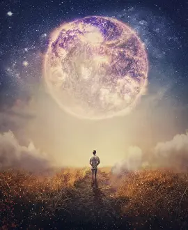 Jack: Dreamy scene with a person walking a pathway with