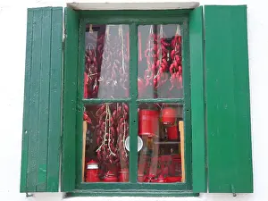 Peppers: Dried peppers through a window, Hondarribia (Basque