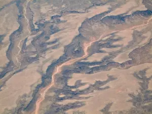 Riverbeds: Dried-up riverbeds arid desert country - Aerial view