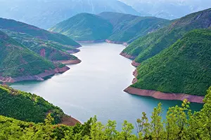 Reservoirs: Drin River, dammed by the Fierza Reservoir, Albania