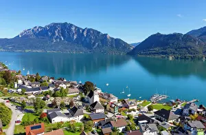 251020: Drone recording, Unterach am Attersee with Hollengebirge