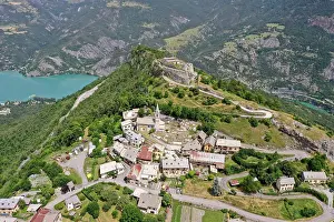 Artificial: Drone shot, drone photo of the mountains around