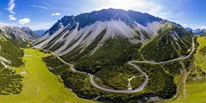 Lechtal: Drone shot, winding mountain road, Hahntennjoch
