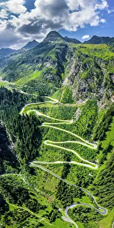 031019: Drone shot, winding road, Silvretta high alpine