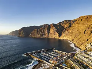 Waves: Drone view of Los Gigantes and town Puerto de Santiago