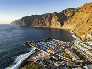 Waves: Drone view of Los Gigantes and town Puerto de Santiago