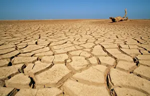 Huab: Drought - Cracked earth in the dry Huab River-mouth