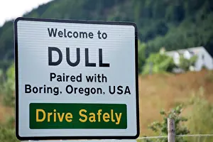 Signs: Dull town Sign for the town of Dull, paired with