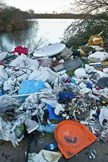Dumped: Dumped Garbage - at side of lake