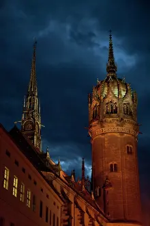 Bartruff: At dusk, the illuminated tower and spire
