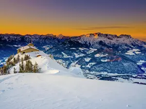 Knigssee: Eagle's Nest at dusk, back right the Untersberg