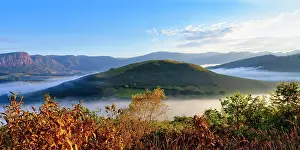 Valleys: Early morning fog over valleys and mountains, Serra d