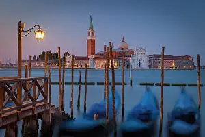 Gondolas: Early morning view of bobbing gondolas with