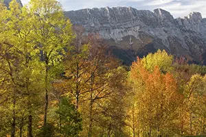 Vercors: The eastern scarp of the Vercors Mountains in autumn