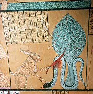 Evil: Egypt XIX Dynasty ( 1300 BC ) wall painting from