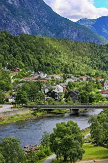 Bridge: Eidfjord, Norway, Hardanger. Eidfjord village