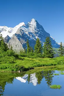 Eiger: Eiger and mountain lake, Switzerland, Europe