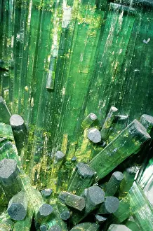 Elbaite: Elbaite - On Quartz (Green), Tourmaline