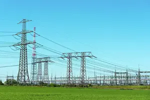 Cable: Electricity pylons and substation in Germany