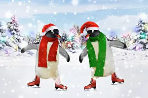 Falling: Emperor Penguin - pair ice skating