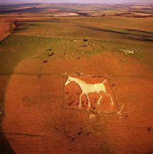 Barnes: England - Aerial view Alton Barnes White Horse