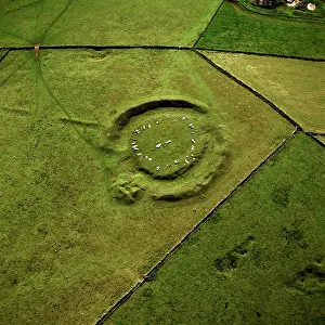 Derbyshire: England - Aerial view, Arbor Low Stone Circle