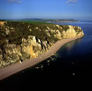Beer: England - Aerial view of chalk cliffs, between