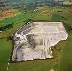 Quarry: England - Aerial view, Chalk Quarry with Westbury