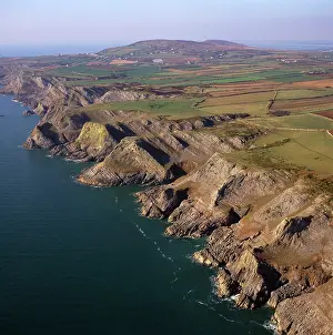 Gower: England - Aerial view, Cliffs at Fall Bay, south