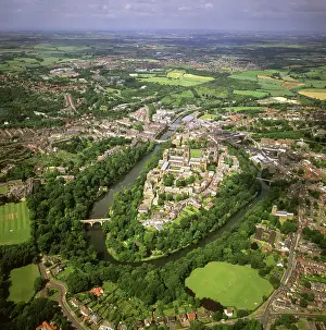 Forts: England - Aerial view, Durham Castle, Cathedral and city