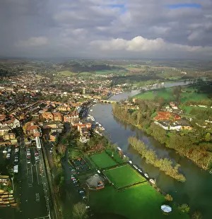 Oxfordshire: England - Aerial view, Henley-on-Thames and River