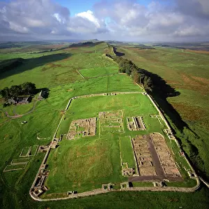 Forts: England - Aerial view, Housesteads Roman Fort and