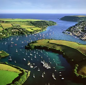 Yachts: England - Aerial view, Kingsbridge Estuary and
