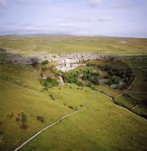 Malham: England - Aerial view, Malham Cove, Yorkshire Dales