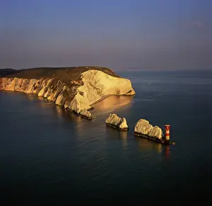 Wight: England - Aerial view, The Needles, Isle of Wight, UK