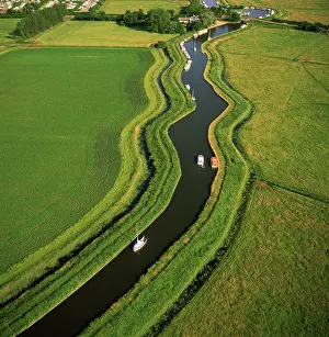 Broads: England - Aerial view, Norfolk Broads at Ludham Bridge
