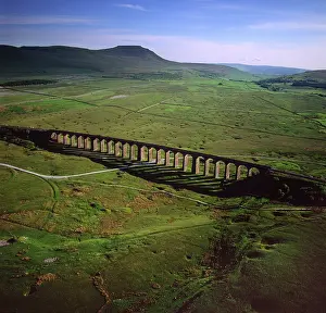 Viaduct: England - Aerial view, Ribblehead Railway Viaduct