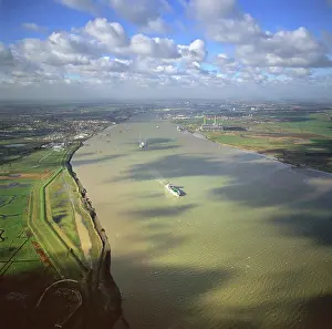 Kent: England - Aerial view, The River Thames Estuary