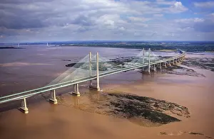 Severn: England - Aerial view, Second Severn Bridge, Gloucestershire