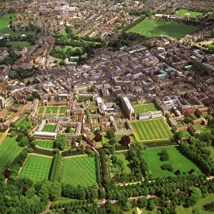 University: England - Aerial view, showing river Cam and KingIs
