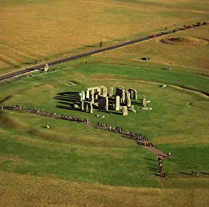 Stonehenge: England - Aerial view of Stonehenge, with the main