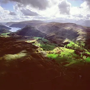 Reservoirs: England - Aerial view, Valley north of Lake Thirlmere
