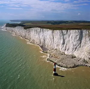 Beachy: England - Aerial view, White Cliffs and lighthouse