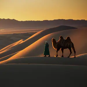 Nomadic: Enjoying beautiful sunset from the top of sand dunes